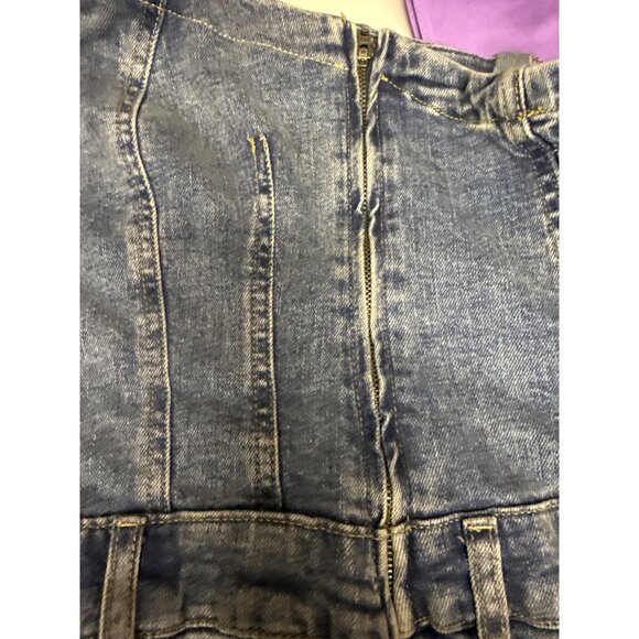 We The Free People Je Suis Pret Women's Jumpsuit Barrel Denim Jean Medium - Picture 14 of 14